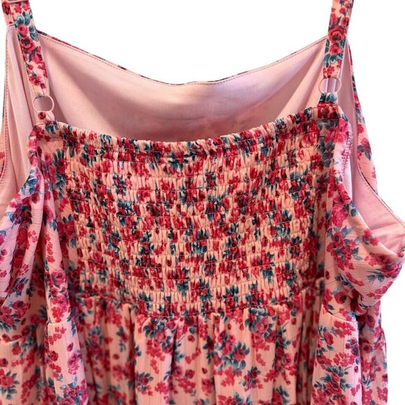 Pink Floral Sleeveless Sundress Maxi With Adjustable Straps Back NWT Size 4 - Picture 6 of 7